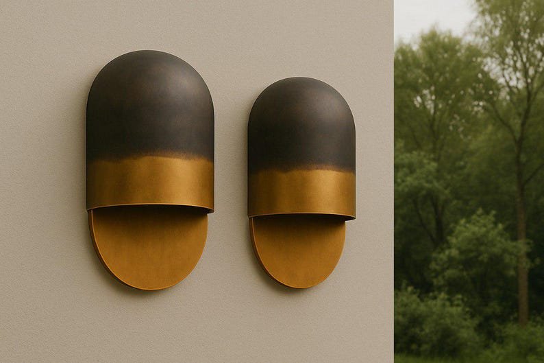 Modern Two Tone Brass Wall Sconce (Black & Gold)
