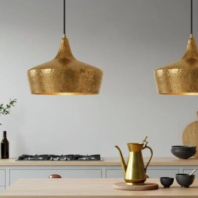 Hand-Hammered Brass Bell Pendant Light