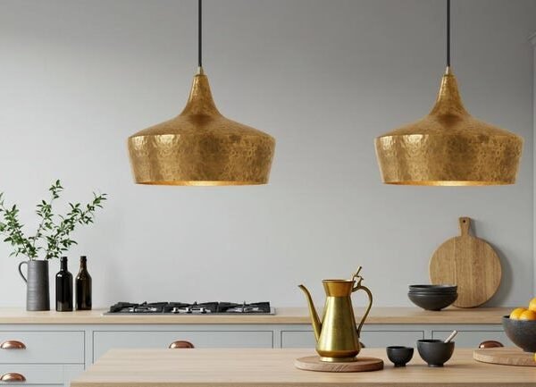 Hand-Hammered Brass Bell Pendant Light
