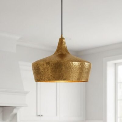 Hand-Hammered Brass Bell Pendant Light