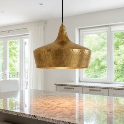 Hand-Hammered Brass Bell Pendant Light