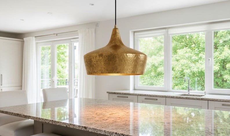 Hand-Hammered Brass Bell Pendant Light