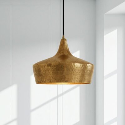 Hand-Hammered Brass Bell Pendant Light