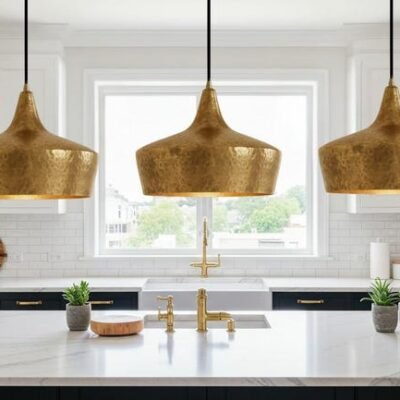 Hand-Hammered Brass Bell Pendant Light