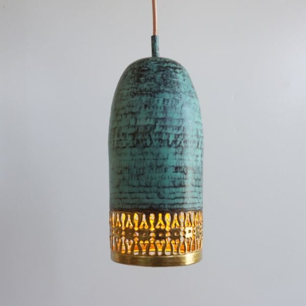 Moroccan Patina Brass Cylinder Pendant Light