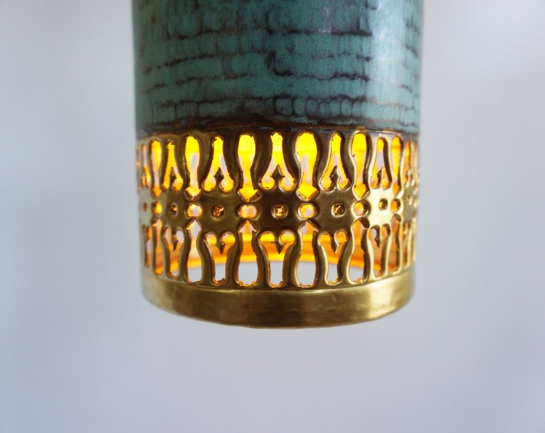 maroccin 9 (4) Moroccan Patina Brass Cylinder Pendant Light