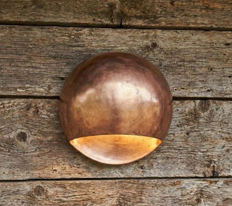 Handmade Aged Copper Half-Dome Wall Sconce