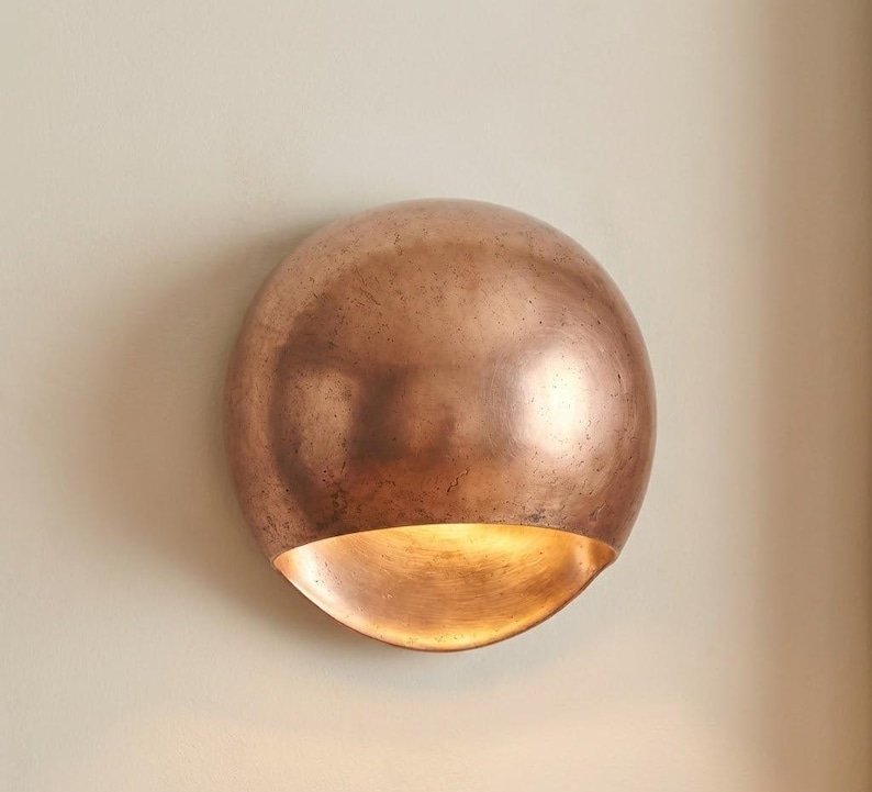 Handmade Aged Copper Half-Dome Wall Sconce