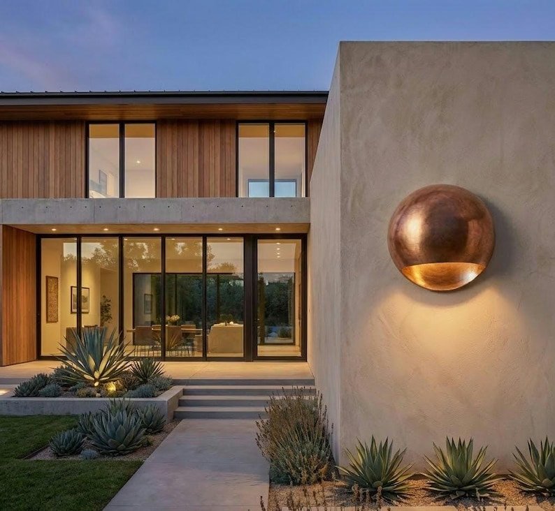 Handmade Aged Copper Half-Dome Wall Sconce