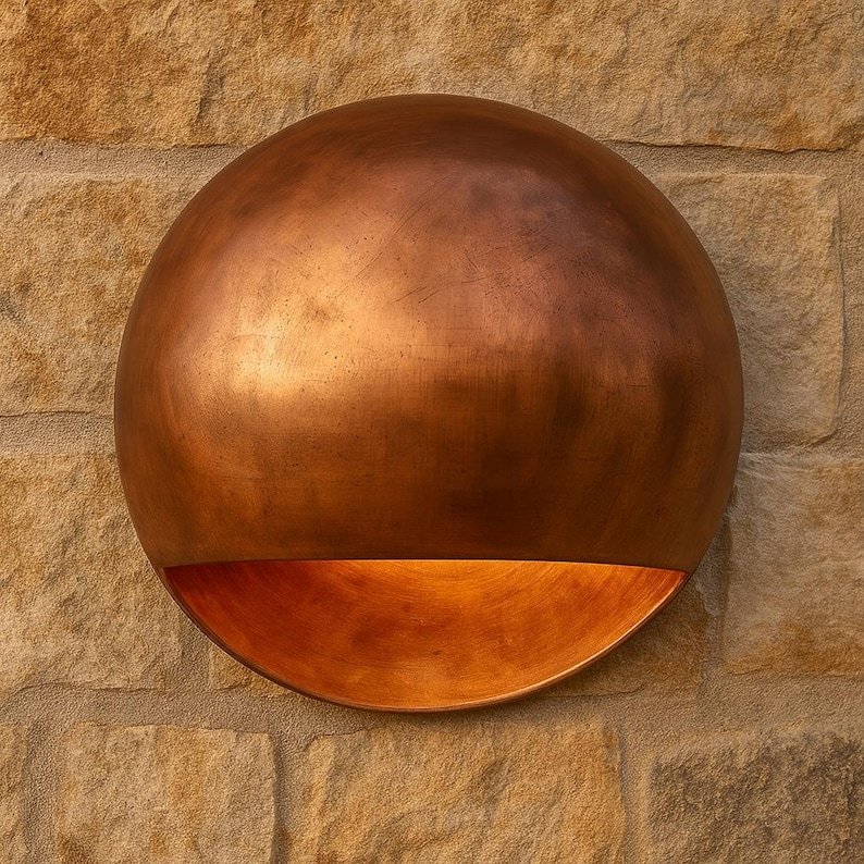 Handmade Aged Copper Half-Dome Wall Sconce