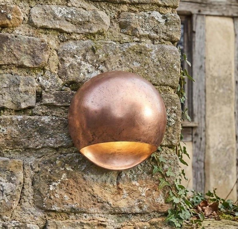 Handmade Aged Copper Half-Dome Wall Sconce