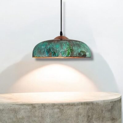 marocin 5 (7) Set of 2 Verdigris Brass Dome Pendant Lights – Handmade Green Patina