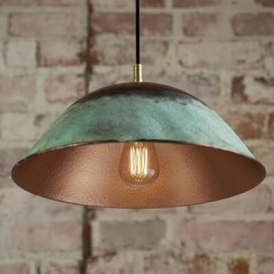 maroocin 7 (1) Rustic Patina Copper Dome Pendant Light