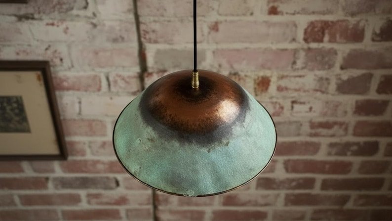 maroocin 7 (2) Rustic Patina Copper Dome Pendant Light