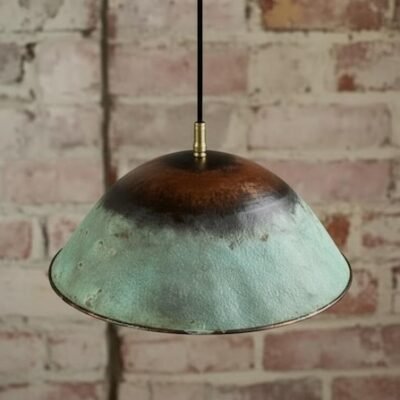 maroocin 7 (3) Rustic Patina Copper Dome Pendant Light