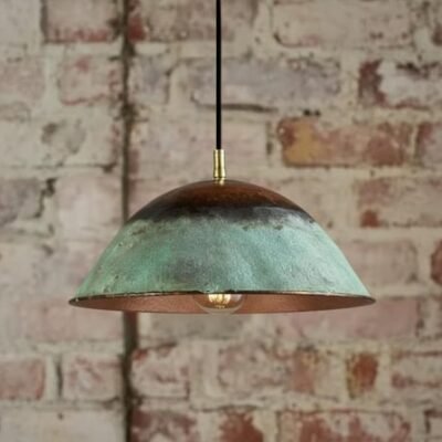 maroocin 7 (4) Rustic Patina Copper Dome Pendant Light