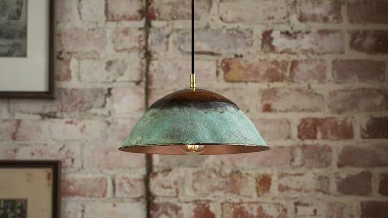 maroocin 7 (4) Rustic Patina Copper Dome Pendant Light