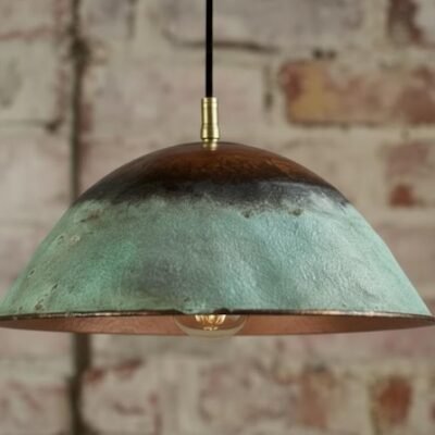 maroocin 7 (5) Rustic Patina Copper Dome Pendant Light