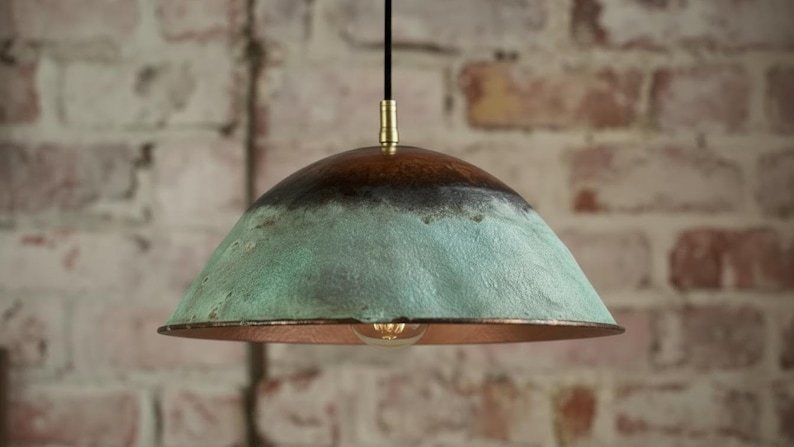 maroocin 7 (5) Rustic Patina Copper Dome Pendant Light