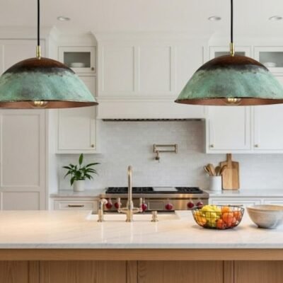 maroocin 7 (7) Rustic Patina Copper Dome Pendant Light