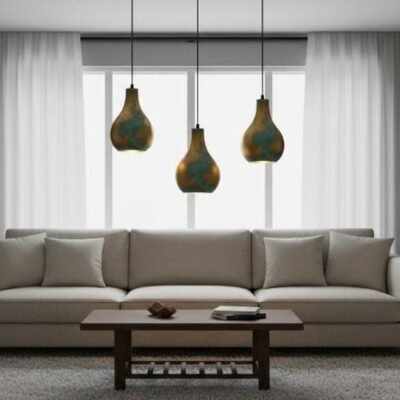 Gold & Verdigris Teardrop Pendant Light