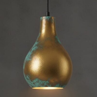 Gold & Verdigris Teardrop Pendant Light
