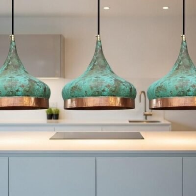 barss13 (3) Verdigris Patina Pendant Light