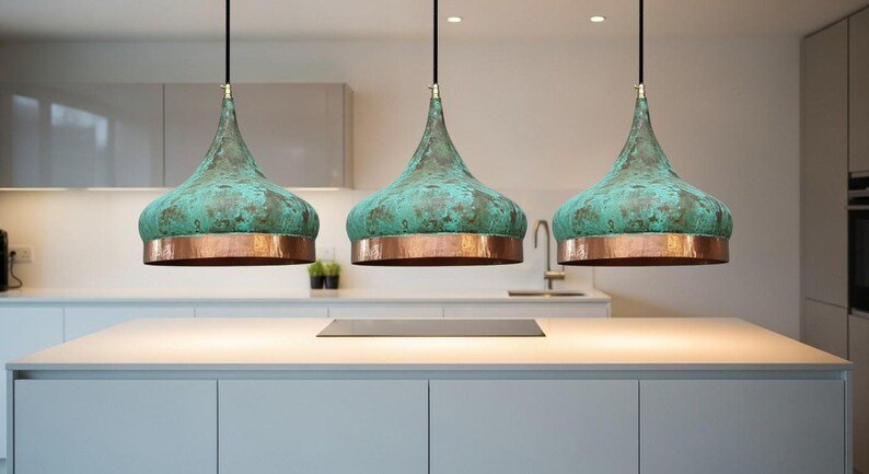 barss13 (3) Verdigris Patina Pendant Light