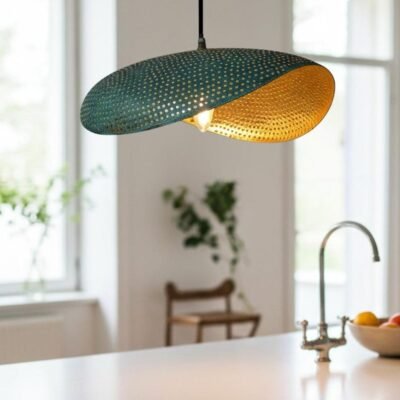 Perforated Verdigris Brass Pendant