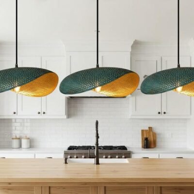 Perforated Verdigris Brass Pendant