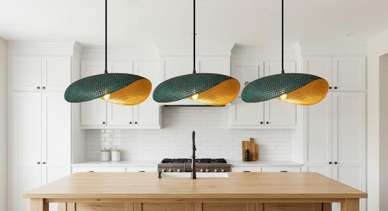 Perforated Verdigris Brass Pendant