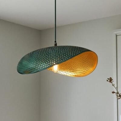 Perforated Verdigris Brass Pendant