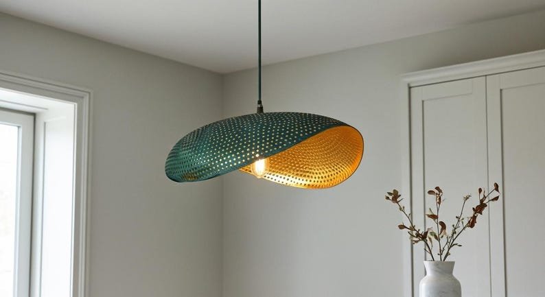 Perforated Verdigris Brass Pendant