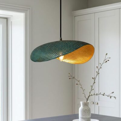 Perforated Verdigris Brass Pendant