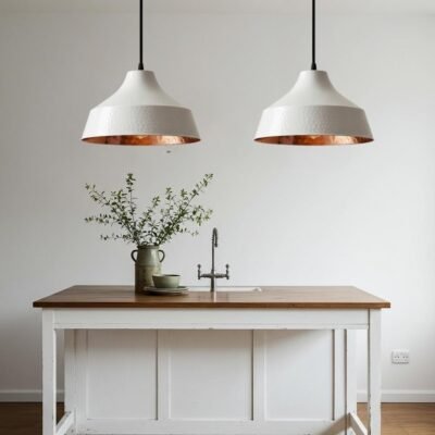 brass1 (1) White & Copper Hammered Dome Pendant Light