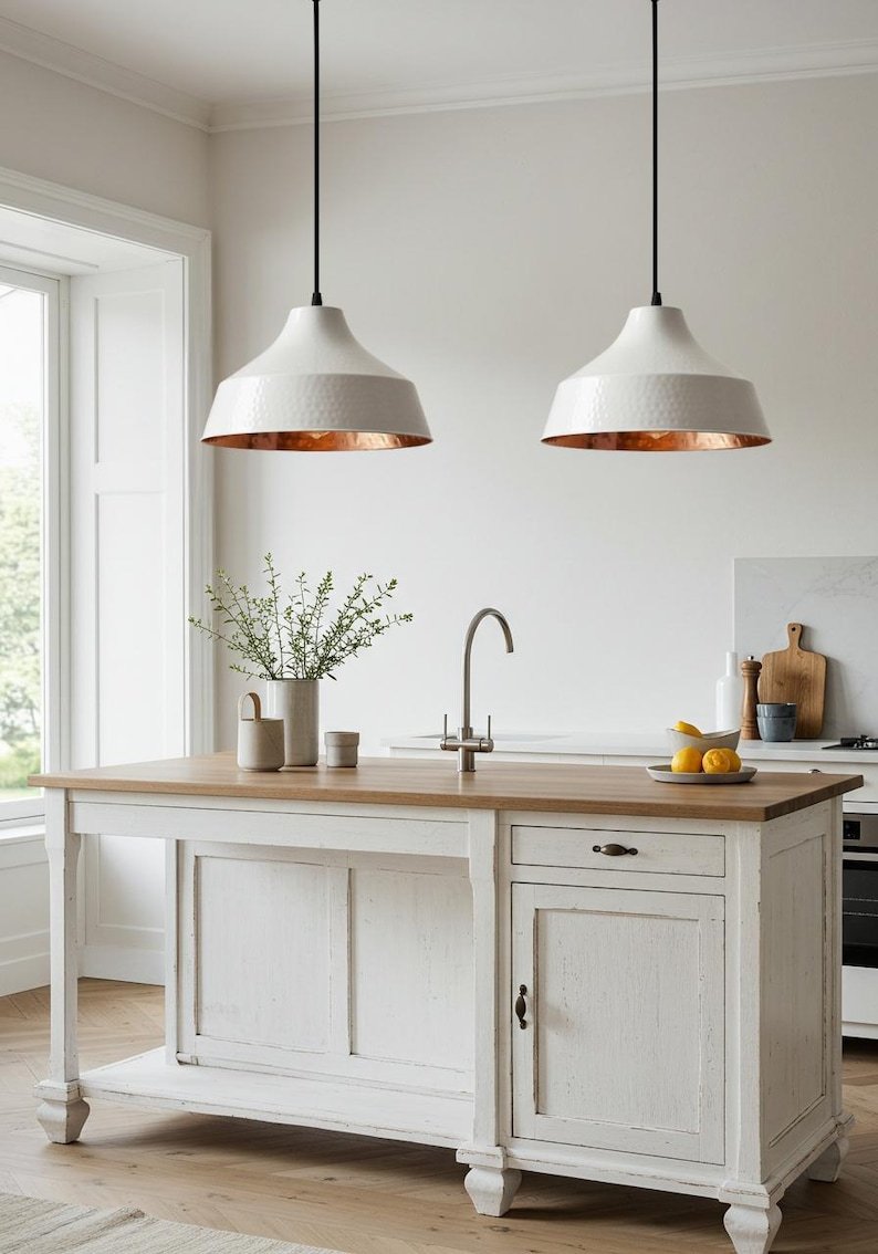 brass1 (2) White & Copper Hammered Dome Pendant Light