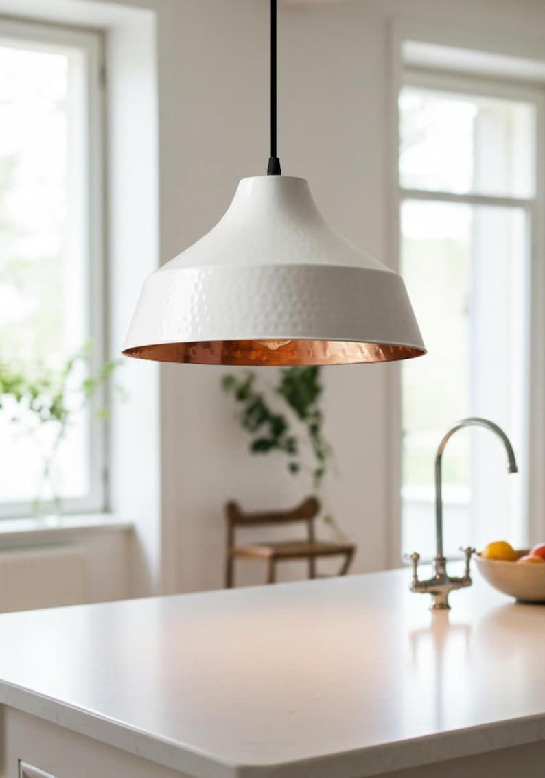 brass1 (3) White & Copper Hammered Dome Pendant Light