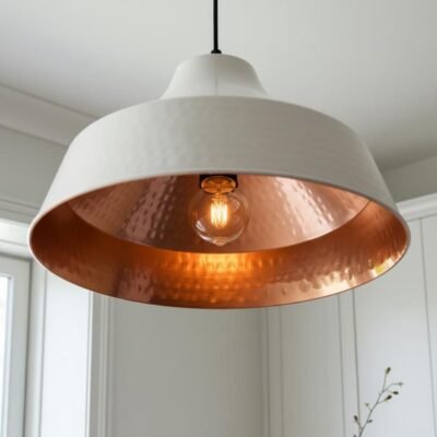 brass1 (4) White & Copper Hammered Dome Pendant Light