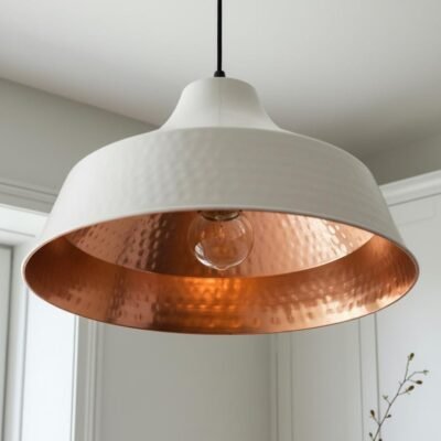 brass1 (5) White & Copper Hammered Dome Pendant Light