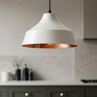 brass1 (7) White & Copper Hammered Dome Pendant Light