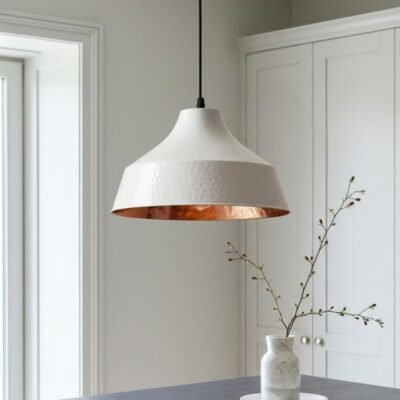 brass1 (9) White & Copper Hammered Dome Pendant Light