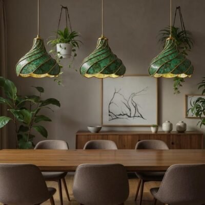 Green Patina Swirl Pendant Light 