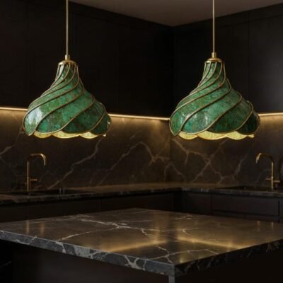 Green Patina Swirl Pendant Light 