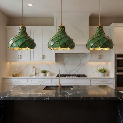 Green Patina Swirl Pendant Light 