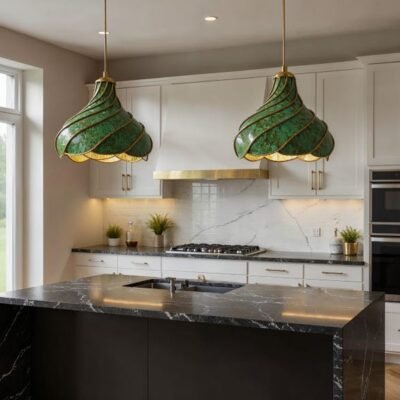 Green Patina Swirl Pendant Light 
