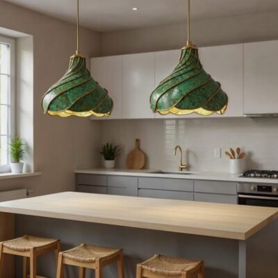 Green Patina Swirl Pendant Light 