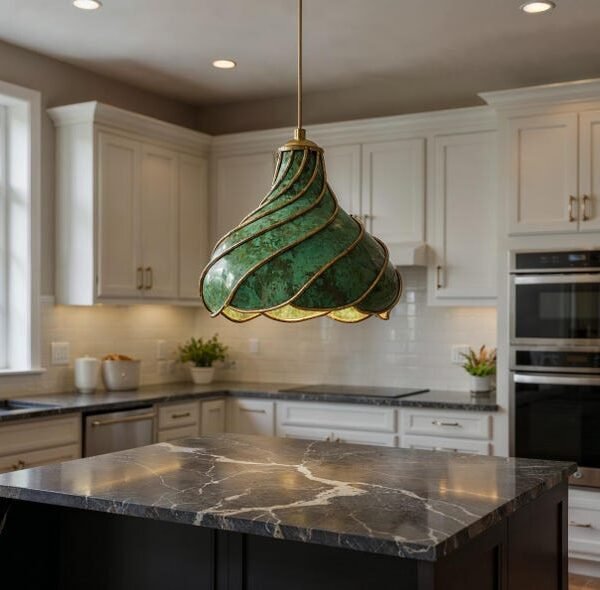 brass11 (7) Green Patina Swirl Pendant Light