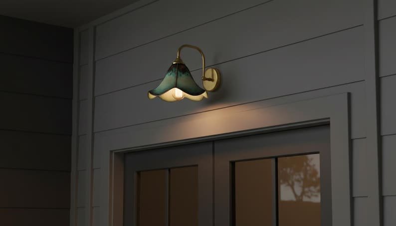 Double Shade Verdigris Brass Wall Sconce