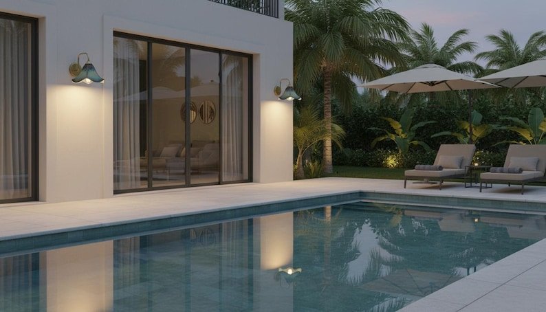 Double Shade Verdigris Brass Wall Sconce