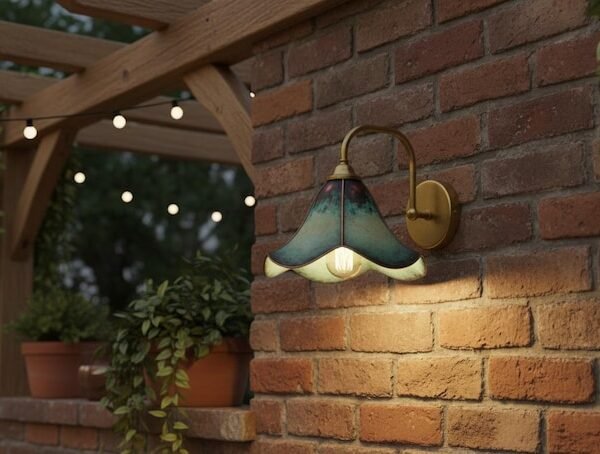 brass12 (5) Double Shade Verdigris Brass Wall Sconce